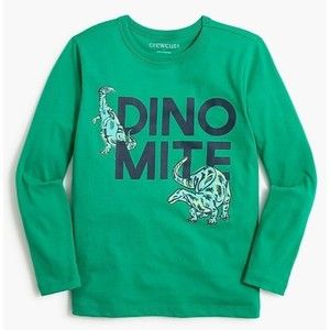 J.Crew Crewcuts Boys Dinomite Long Sleeve Graphic T-shirt Dinosaur Size Small